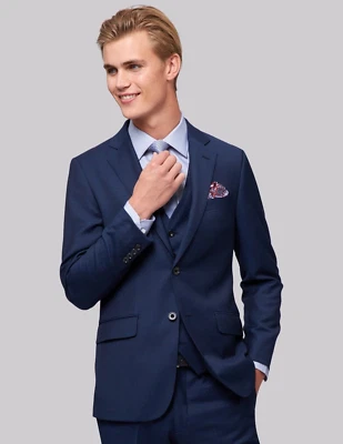 Hardy Amies на заказ шерсти Birdseye костюм куртка и брюки новый с этикетками * RRP £395 темно-синий - Изображение 1 из 3