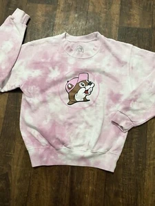 Buc-ees Kids Youth Small Pink  tie-dye long sleeve sweater - Picture 1 of 4