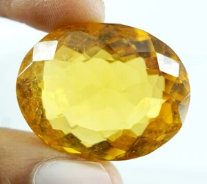 Natural GIE Certified 57.30 Ct Oval Cut Yellow Citrine Brazilian Loose Gemstone - Picture 1 of 4