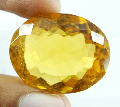 Natural GIE Certified 57.30 Ct Oval Cut Yellow Citrine Brazilian Loose Gemstone - Image 1 of 4