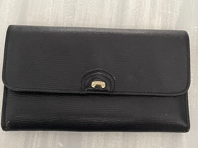 Vintage Rare Ghurka Black Leather Wallet Check Book Credit Cards 7.5 x 4 0924 - Image 1 of 4