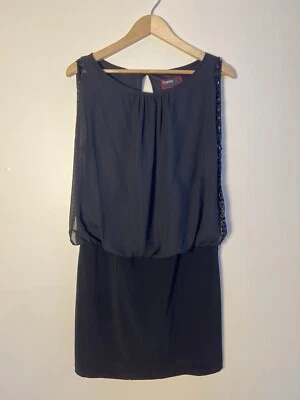 Vestido Scarlett Mujer Negro Chifón Cuentas 12 Cóctel Fiesta Preppy Elegante Ocasión Foto 1 de 4