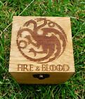 Handgefertigte gravierte Holzschmuckbox Game of Thrones Feuer und Blut Targaryen