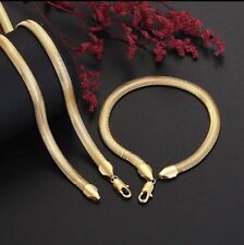 Schmuckset Damen Herren Halskette mit Armband Set In 18k Gold (50 und 20Cm)