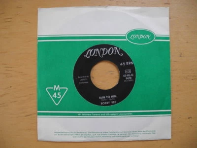 BOBBY VEE Run To Him / Walkin' With My Angel 45 7" single 1961 Sweden EX - Image 1 of 2