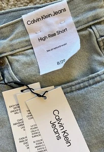 NWT~Calvin Klein Jeans~High-Rise Shorts~Distressed~Light Wash Denim~Sz 8/29~Cute - Picture 1 of 8
