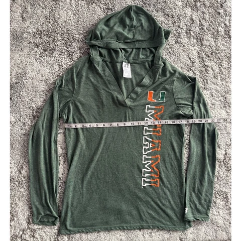 Miami Hurricanes Russell Womens Hoodie Sweatshirt Green Heathered L 12/14 Cover