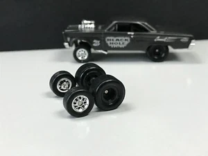 R235 Hot wheels 1/64 Set Black Real riders, Drag Rubber tires rims '65 Mercury - Picture 1 of 9