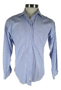 Burberry London Mens Blue Check Long Sleeve Cotton Dress Shirt 15-34