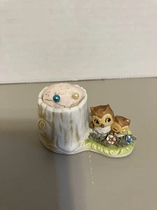 Miniature Owl Bisque Figurine Pin Cushion - Picture 1 of 5