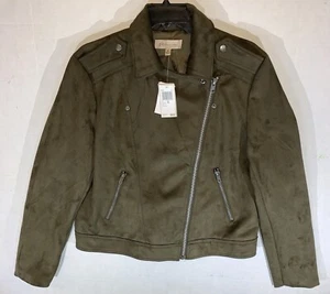 NWT Philosophy Faux Suede Olive Green Motorcycle Jacket Size XL - Picture 1 of 17
