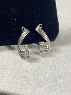 14K WG 1/5 Ct Tw Diamond Dangle Earring Jackets. Diamond Studs NOT Included. - Image 1 of 4