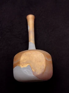 Delicate Small Marbled COPPER & GOLD Frosted Longneck ANCIENT MODERN Glass Vase - Picture 1 of 23
