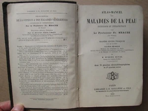 MRACEK : ATLAS-MANUEL MALADIES DE LA PEAU, 1905. 115 planches dont 78 chromos - Picture 1 of 11