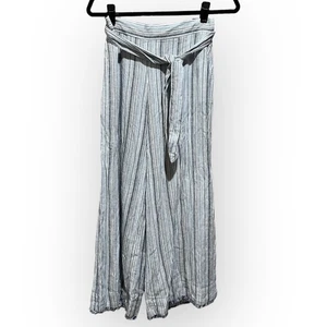 Cloth & Stone NWOT Striped Tie Waist Frayed Hem Wide Leg Crops sz M - Picture 1 of 13