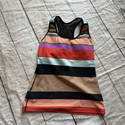 Trina Turk talla XS multicolor a rayas malla espalda deportiva camiseta sin mangas entrenamiento gimnasio Foto 1 de 4