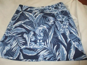 tommy bahama skirt skort shorts under blue coastal island zone flowers mini xs - Picture 1 of 3