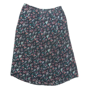 CANDA Womens A-Line Skirt Black Midi Viscose Floral L - Picture 1 of 6