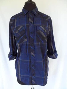 Camisa para hombre a cuadros azules con botones pequeños frontal ajuste clásico marca de carbono nueva con etiquetas - Imagen 1 de 3
