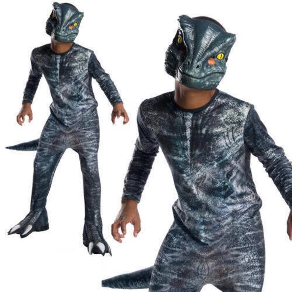Disfraz Velociraptor Azul Niños Dinosaurio Jurásico Niños Niña Traje de Halloween Foto 1 de 1