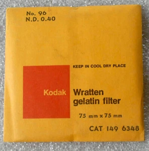 KODAK WRATTEN GELATIN FILTER 3"x3" neutral density N.D. ND .40 No. 96 - Picture 1 of 1