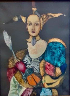 Tableau de Petre VELICU (1950). Huile sur toile;  ARLEQUIN.  sbd. v1885. - Photo 1/4