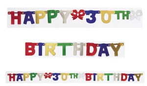30th BIRTHDAY Milestone party jumbo foil LETTER BANNER decoration Thirty 7' wide - Picture 1 of 2