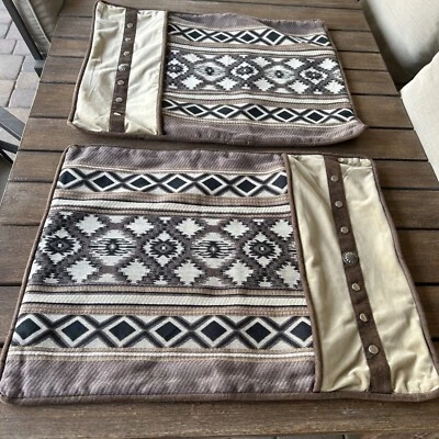 2 fundas de almohada estándar HIEND PASEO ROAD IMITACIÓN CUERO AZTECA SUROESTE Concho NUEVO CON ETIQUETAS Foto 1 de 4