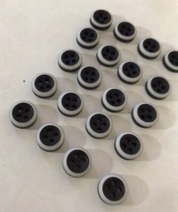 20 x 10mm Matt Black 4 Hole Buttons With White Rim Sewing/Knitting/Crafts - Picture 1 of 5