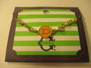C. Wonder Womens Orange Enamel D MOnogram LINK Bracelet NWT 38 - Picture 1 of 5