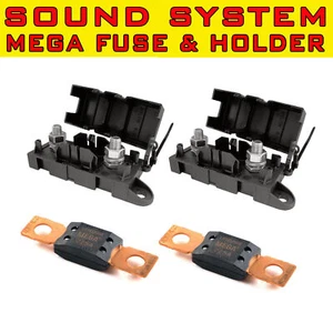 2PCS MEGA FUSE 225AMP + 2 HOLDERS FOR DUAL BATTERY INVERTORS SOUND SYSTEM AU - Bild 1 von 3