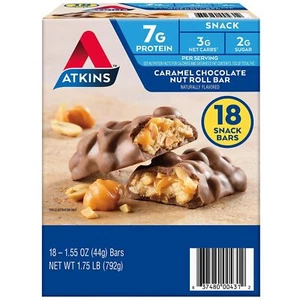 Atkins Caramel Chocolate Nut Roll Snack Bar, 1.55 Ounce (Pack of 18) - Picture 1 of 4