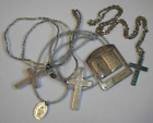 Vintage lot of 5 religious items pendant necklace pocket cross medal bookmark