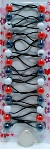 red navy ELASTIC PONYTAIL HOLDER JUMBO BEADS GIRL HAIR SCRUNCHIE KNOCKER BAL - Picture 1 of 1