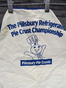 Rare Vintage Pillsbury Doughboy Pie Crust Championship White & Blue Apron STAIN - Picture 1 of 6