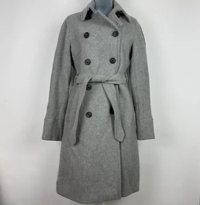 J. Crew Womens 10 Wool Blend Belted Grey Double Breasted Pea Coat - Picture 1 of 5