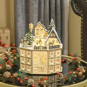 Wooden Advent Calendar with Drawers LED Home Decoration - Picture 1 of 7