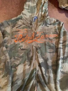 Polo Ralph Lauren Camo Full Zip Hoodie Boys Size M 10/12 Youth Green Worn Once - Picture 1 of 6