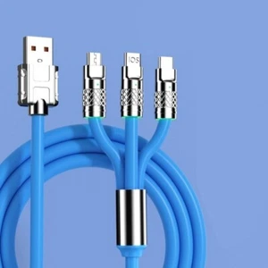 3 in 1 6A Data Line Fast Charging Cable 120W Type C Charger USB Cable Blue - Picture 1 of 4