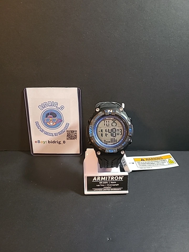 Armitron Watch Set 40/8459BBKWM And 40/8459BRDWM Red Blue Unisex Men Women Pair