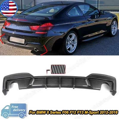 For BMW 6 Series F06 F12 F13 M-Sport 2012-2018 Carbon Style Rear Bumper Diffuser Foto 1 de 4