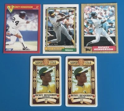 Rickey Henderson Baseball Cards Lot A’s Yankees HOF - Image 1 of 2