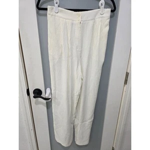 Carole Little Petites White Textured Pants 12 High Rise Lightweight - Picture 1 of 7