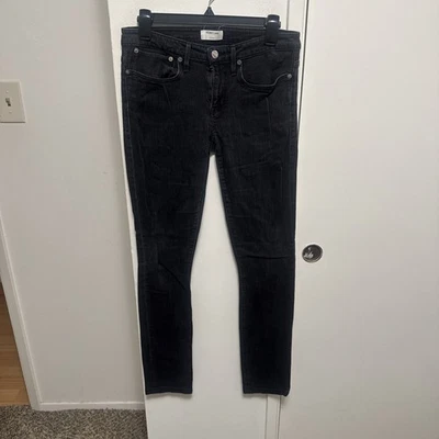Jeans skinny Helmut Lang feminino preto jeans tamanho 29 fabricado nos EUA - Imagem 1 de 4