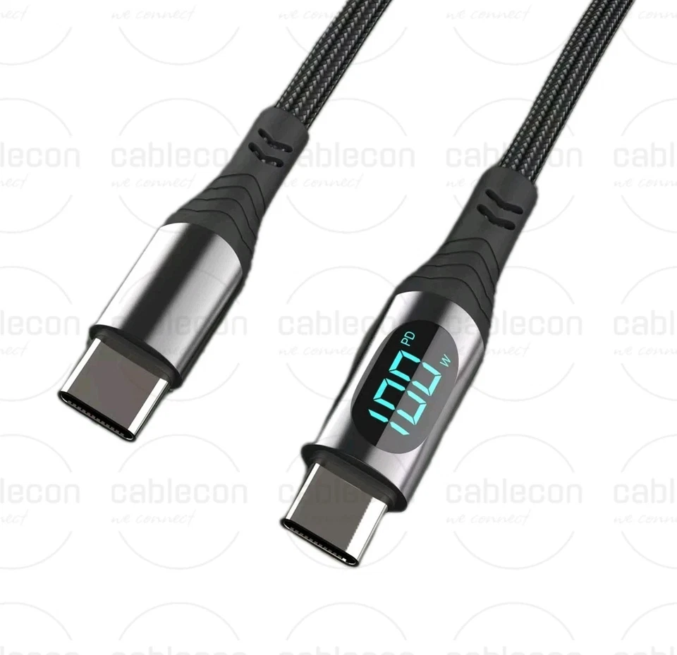 USB-C Type-C Data Cable LED Display Display Charging Cord PD 100W Fast Charging Cord - Image 1 of 4