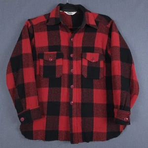 Vintage 1980s Woolrich Flannel Shirt Mens Large Red Buffalo Plaid Wool Style 53 - Picture 1 of 11