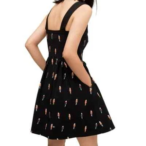 Kate Spade Parrot Flock Party Mini Dress Black Jacquard Fit N Flare Size 10 - Picture 1 of 10