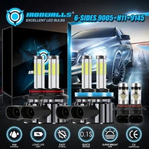 6x 9005 H11 9145 LED Headlight+Fog Light Combo For Ram 1500 2500 3500 2011-2018 - Picture 1 of 12