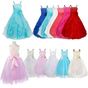 Flower Girl Kids Wedding Princess Dress Bridesmaid Birthday Party Prom Ball Gown - Picture 1 of 26