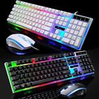 Gaming Keyboard Mouse Set Wired RGB Rainbow Backlit Mice Mechanical Feel